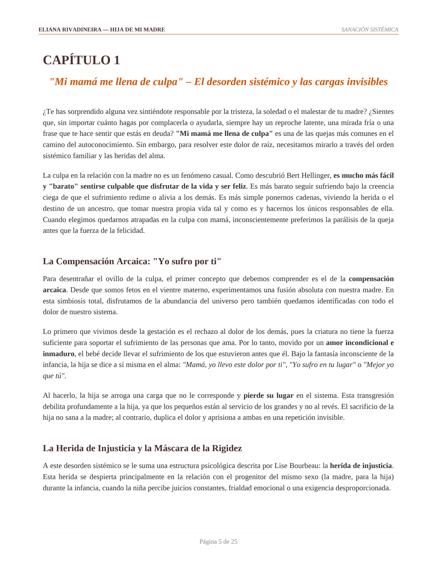 Página del Capítulo 1 del ebook Hija de mi Madre
